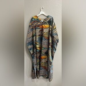 Vtg‎ SANTE Womens Dress One Size Kaftan African Print Lounge Long